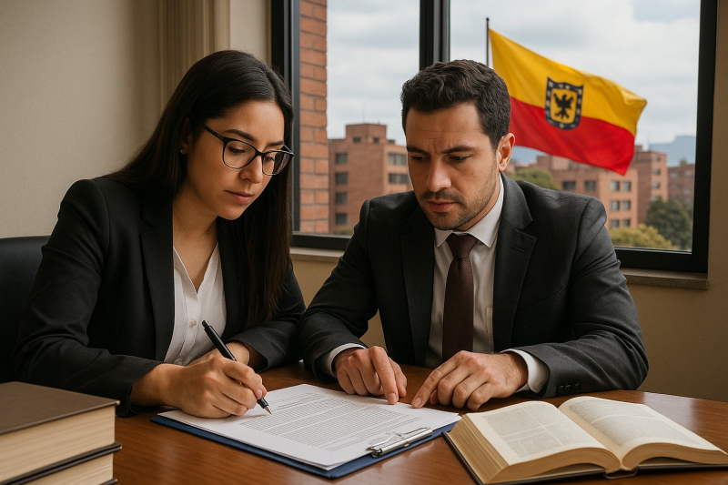 Dos personas escribiendo y redactando una ley